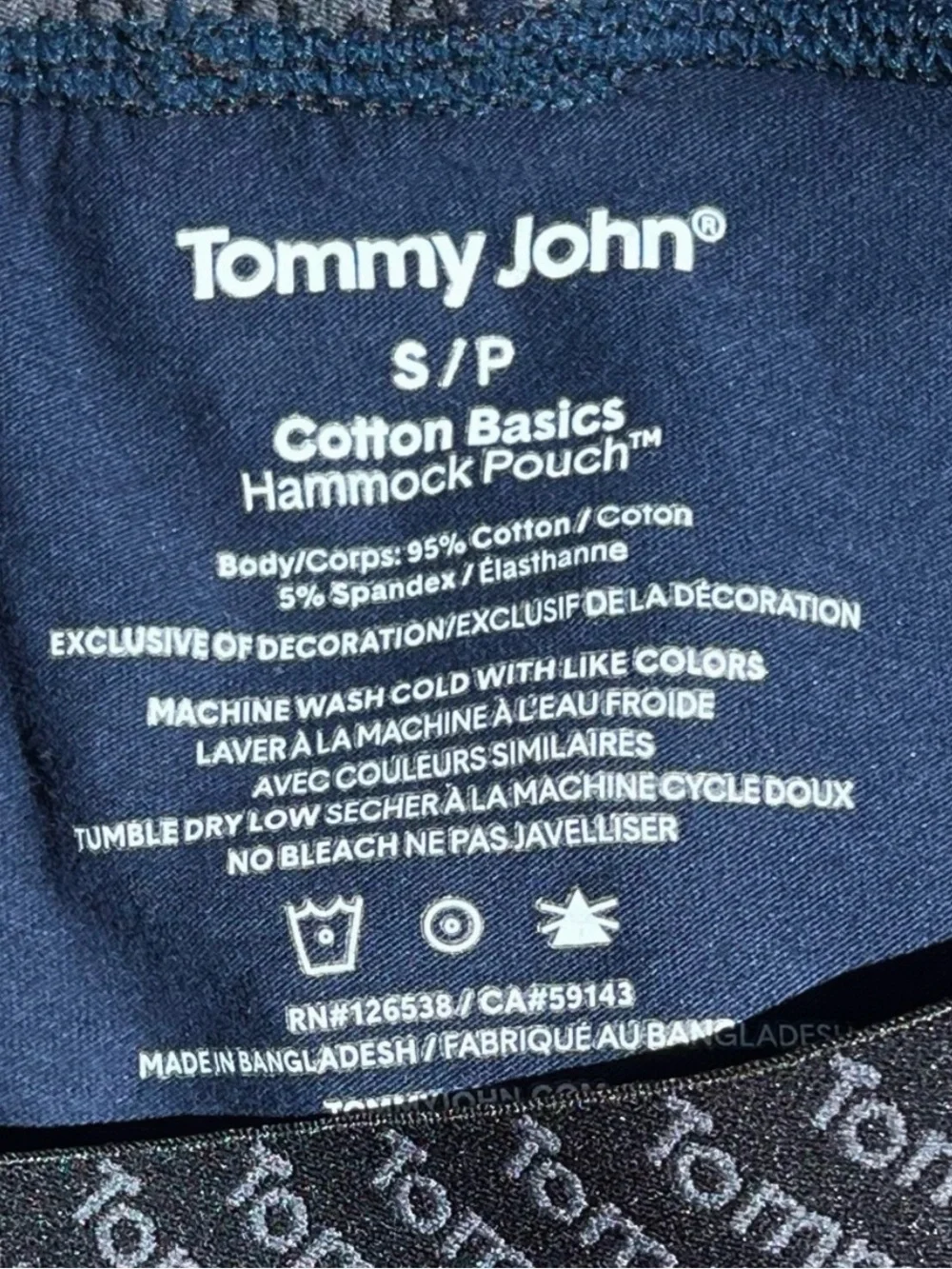 🌻NEW Tommy John Cotton Basics navy blue boxer briefs Set of Two (2) Size Small